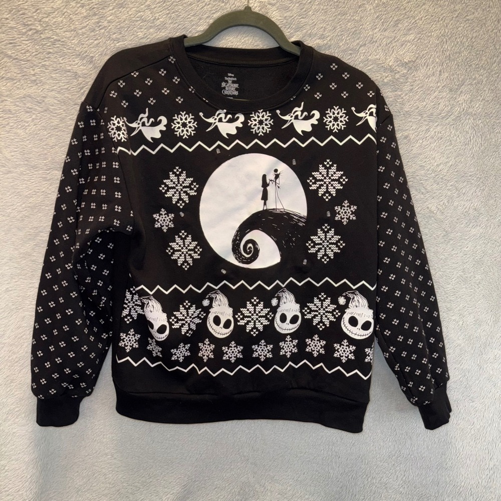 Disney Nightmare Before Christmas Jack Skellington Holiday Sweatshirt Black S